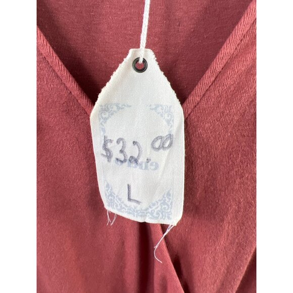 Entro Long Sleeve Tunic Size Large Rust Red Embroidered Floral Knit V-Neck NEW - Picture 5 of 8